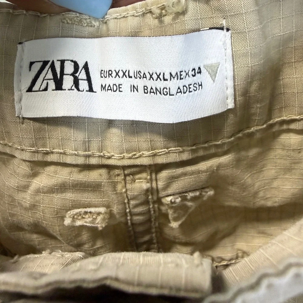 Zara Tan Ripstop Cargo Maxi Skirt Womens XXL Utility Gorpcore‎ Long Khaki Skirt